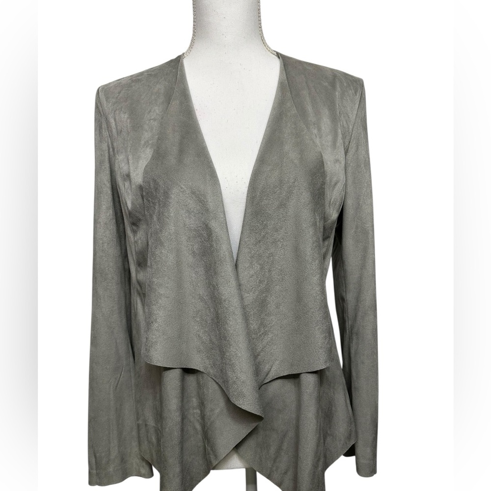 VIGOSS / Gray Faux Suede Open Front Blazer / Small / Modern Boho Preppy